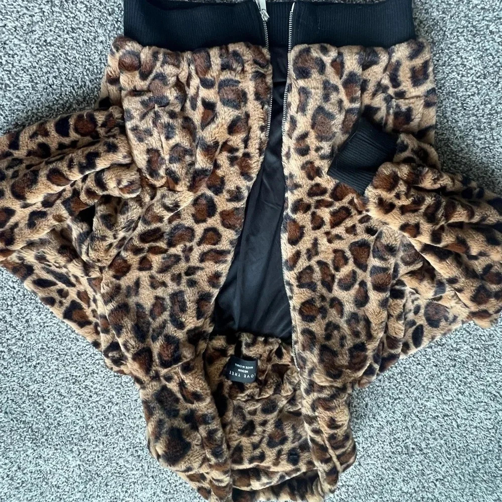 Zara Leopard Print Teddy Jacket